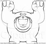 Buff Lion Excited Outlined Cheering Clipart Cartoon Cory Thoman Coloring Vector 2021 sketch template