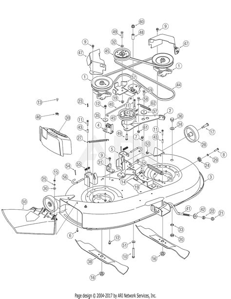troy bilt axtg super bronco  parts diagram  deck assembly