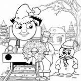 Thomas Coloring Pages Train Christmas Printable Color Friends Sheets Print Clipart Engine Winter Tank Kids Drawing Book Preschool Xmas Cartoon sketch template