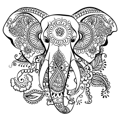 coloring page elephant face  svg images file