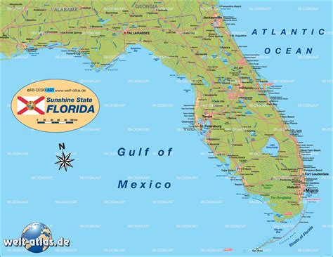 map  florida state section  united states usa welt atlasde