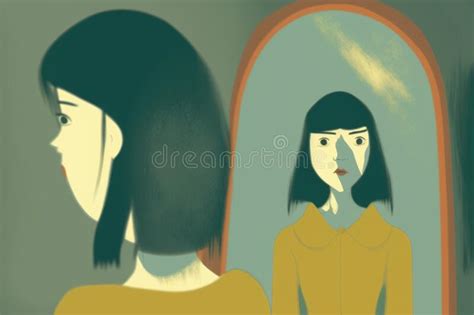 a woman overwhelmed by shame unable to look in the mirror ai