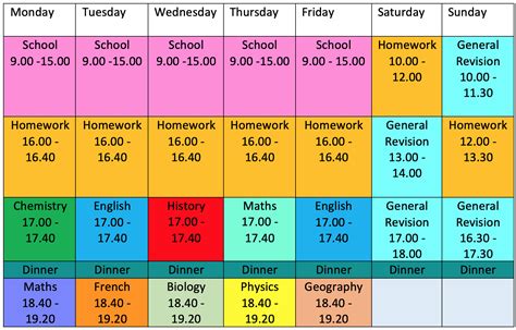 gcse revision timetable  works youtube gambaran
