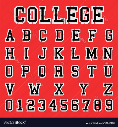 alphabet college font template royalty free vector image