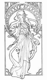 Coloring Pages Mucha Alphonse Adult Color Fairy Books Printable Adults Drawings Nouveau Fc02 Deviantart Visit Sheets Line Colorful Book Colouring sketch template