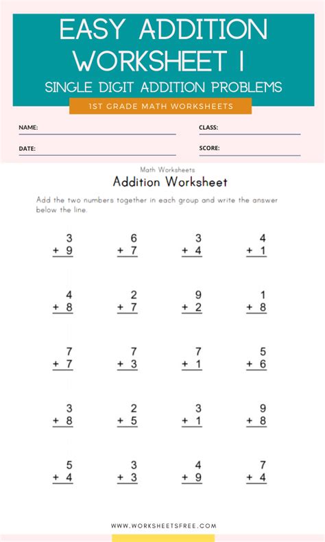 st grade math worksheets addition