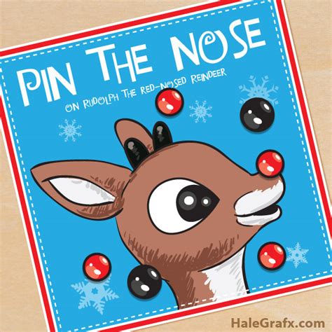 printable christmas pin  nose  rudolph