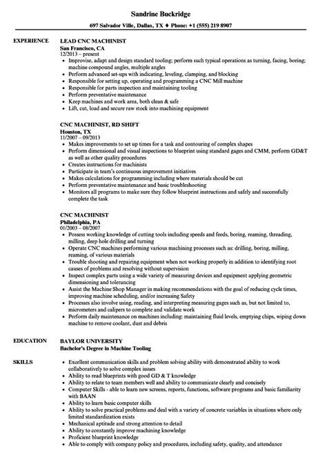 cnc machinist resume examples thehistorybucket blog