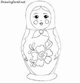 Matryoshka Doll Drawing Draw Russian Nesting Beginners Dolls Coloring Show Toy Tutorials sketch template