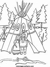Native American Coloring Pages Teepee Colouring Kids Indiens Printable Indian Chumash Indien Kid Coloriage Thanksgiving Drawing Coloriages Color Template Table sketch template