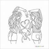 Coloring Pages Bff Friend Girls Cute Printable People Print Sheets Visit Teenagers sketch template