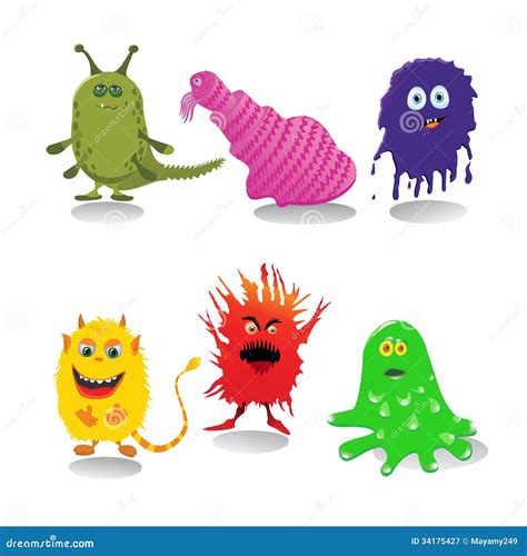 set  cute cartoon monsters royalty  stock photography image