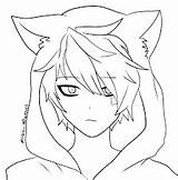 Anime Boy Drawing Drawings Line Wolf Cute Neko Base Chibi Outline Draw Pages Girl Coloring Male Manga Sketch Template Hoodie sketch template