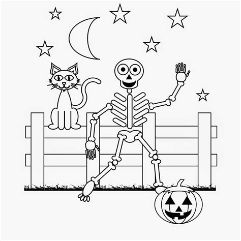 halloween skeleton coloring pages printable