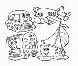 Coloring Pages Cartoon Transportation Kids Kindergarten Cute Water Transport Book Printable Wuppsy Air Getdrawings Color Preschoolers Printables Truck Preschool Choose sketch template