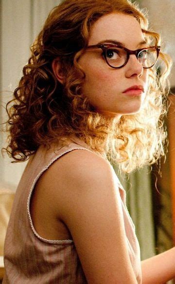 Emma Stone Curly Red Hair Freckles And Glasses Yes