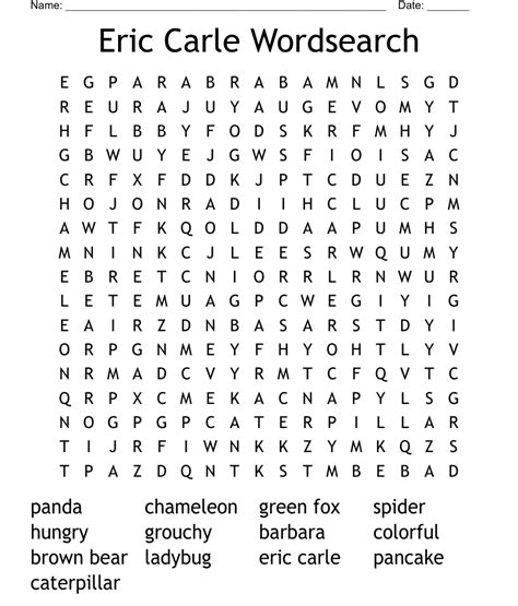 eric carle wordsearch wordmint