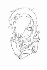 Girl Emo Anime Drawing Coloring Paintingvalley Pages sketch template