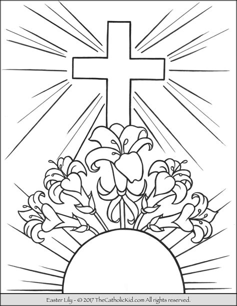 easter lily coloring page catholic coloring pages  kids