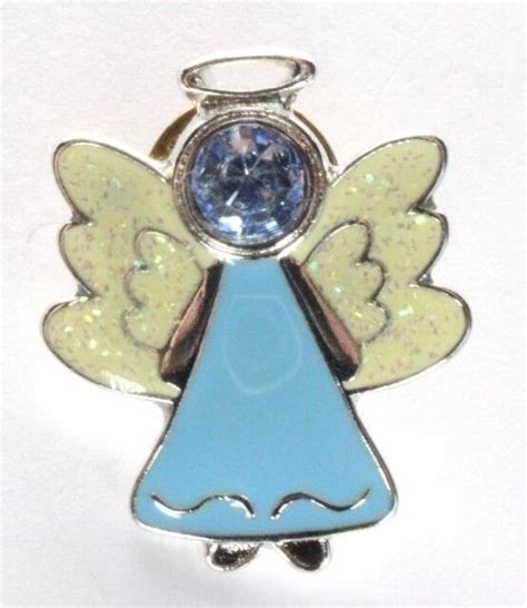 brooch lapel tack pin angel blue rhinestone glitter enamel
