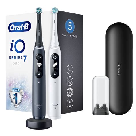oral  io series  duo electric toothbrushes black white  temaxia