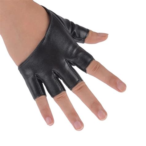 man made leather sexy dancer modelling fashion half finger pu leather