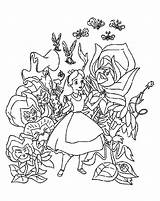Alice Flowers Wonderland Coloring Pages Getdrawings sketch template