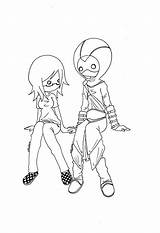 Pages Coloring Emo Couple Template Gamer sketch template