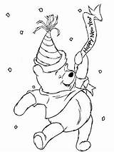 Pooh Coloring Winnie Pages Bear Colouring Kids Printable Year Part Disney Happy Cartoon Birthday sketch template