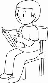 Boy Chair Clipart Reading Sitting Clip Line Sit Kid Little Drawing Read Child Cliparts Transparent Studying Library Clipground Baby Sweetclipart sketch template