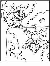 Monkey Coloring Pages Simple Swinging Printable Getcolorings Baby Color Tech High Print sketch template