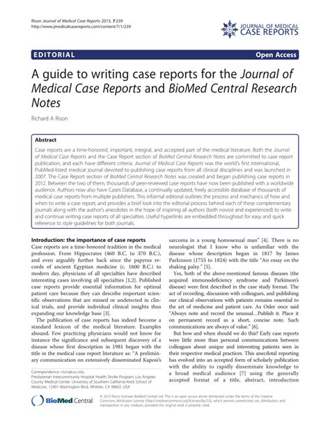guide  writing case reports   journal  medical case
