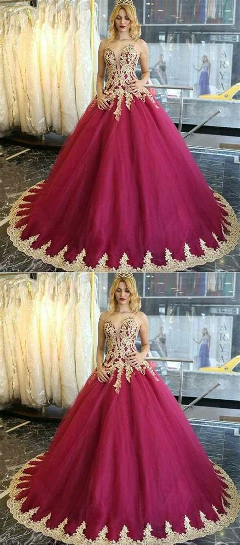 Dreamy Burgundy Quinceanera Dress With Gold Appliques Fashion Formal