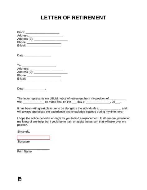 retirement letter sample form fill   sign printable   xxx
