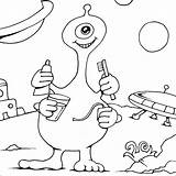 Dental Alien Coloring Colouring Pages Teeth Print Space Tooth Fairy sketch template