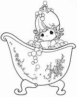 Coloring Pages Precious Moments Para Girl Kids Bath Colorear Party Sleepover Taking Printable Bathing Color Colouring Printables Stamps Cat Book sketch template