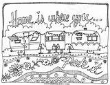 Coloring Pages Colouring Camper Printable Adult Caravan Camping Travelling Travel Rv Sheets Park Embroidery Instant Trailers Color Whimsical Where Patterns sketch template