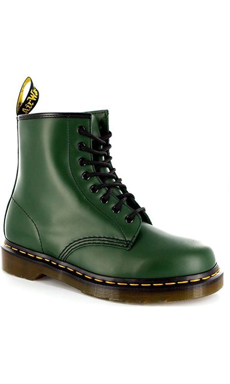 womens dr martens   eyelet smooth leather oxford combat army boot green   price
