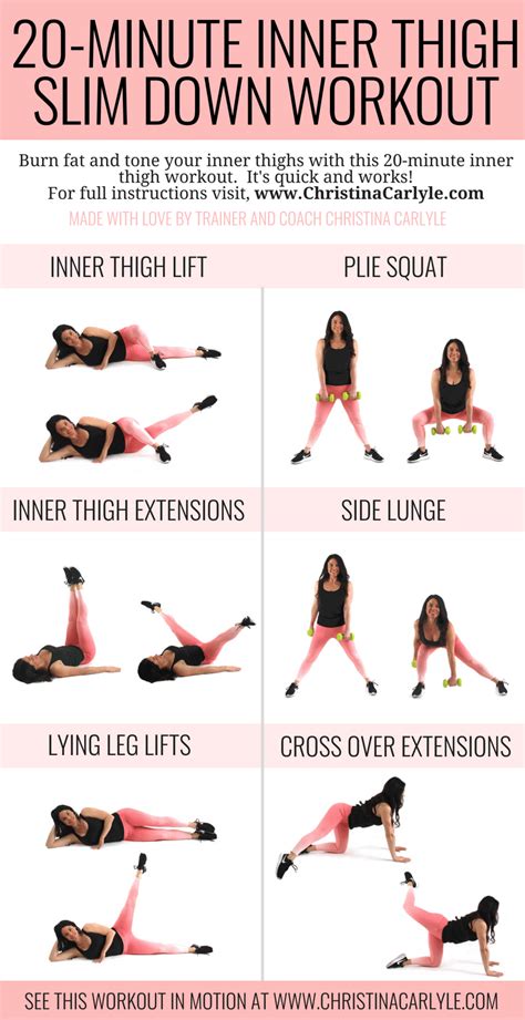 20 Minute Inner Thigh Slim Down Workout Christina Carlyle