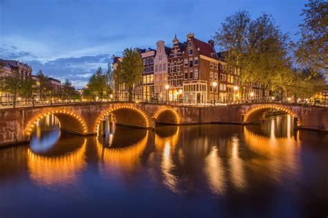 keizersgracht canal  amsterdam  night blue hour  etsy canada