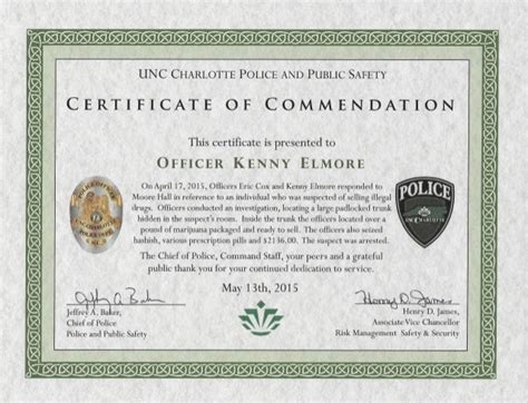 police commendation certificate