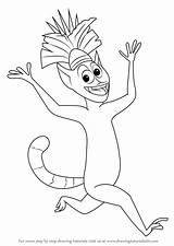 Madagascar King Julien Draw Drawing Step Cartoon sketch template