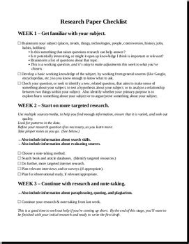 research paper checklist based   curious researcher