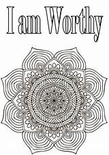 Coloring Mandala Gratitude Sheets Color Self Esteem Letters Pages Mandalas Happy Affirmations Team Colouring Printable Positive Book Am Worthy Quotes sketch template