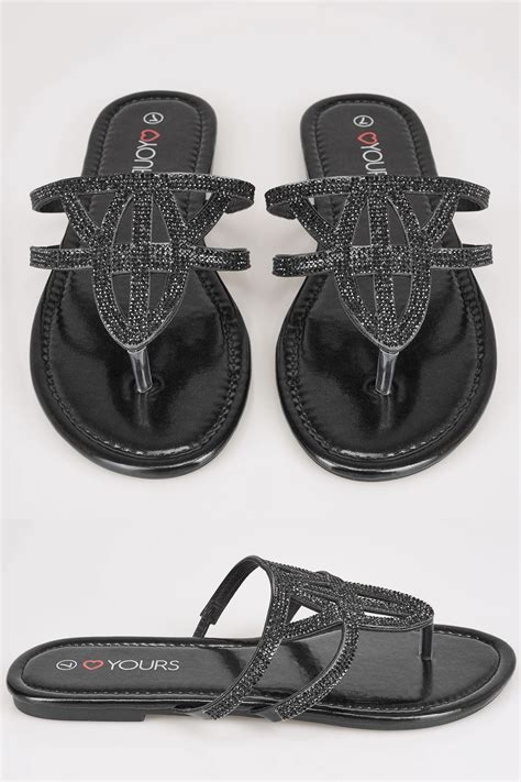 black diamante sandals in eee fit