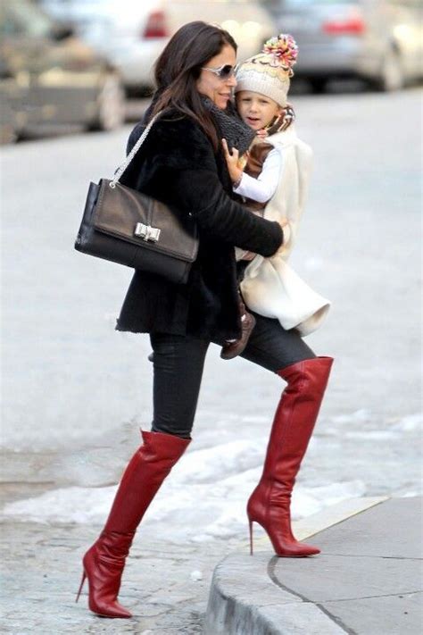 bethenny frankel high knee boots outfit red knee high