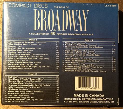 The Best Of Broadway [1994 Madacy] [box] By Various Artists Cd Sep