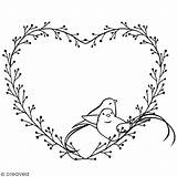 Coeur Oiseaux Tampon Creavea Artemio sketch template