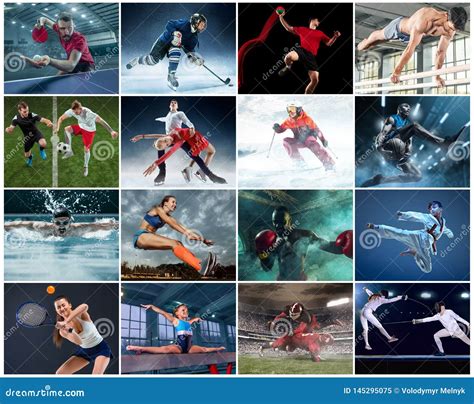 collage sobre el diferente tipo de deportes imagen de archivo imagen de adulto cercado