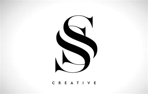 ss artistic letter logo design  serif font  black  white